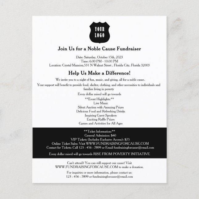 Black & White Fundraiser Flyer (Vorne)