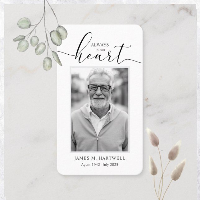 Black & White Funeral Photo Sympathy Modern Visitenkarte (Von Creator hochgeladen)