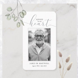 Black & White Funeral Photo Sympathy Modern Visitenkarte