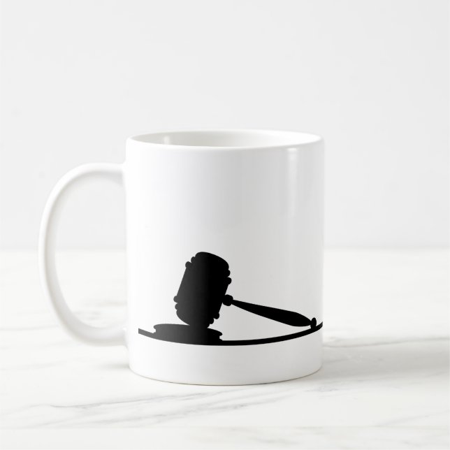 Black & White Gavel Individuelle Name Tasse (Links)