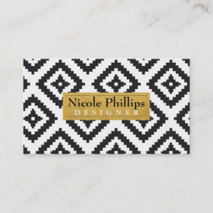 Black & White Geometric Gold Chic Business Card Visitenkarte