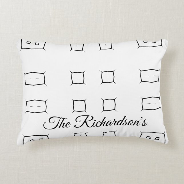 Black White Geometric Pattern | Minimal Abstract Dekokissen (Vorderseite)