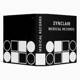 Black White Geometric Personalized Medical Records 3,8 Cm Ordner