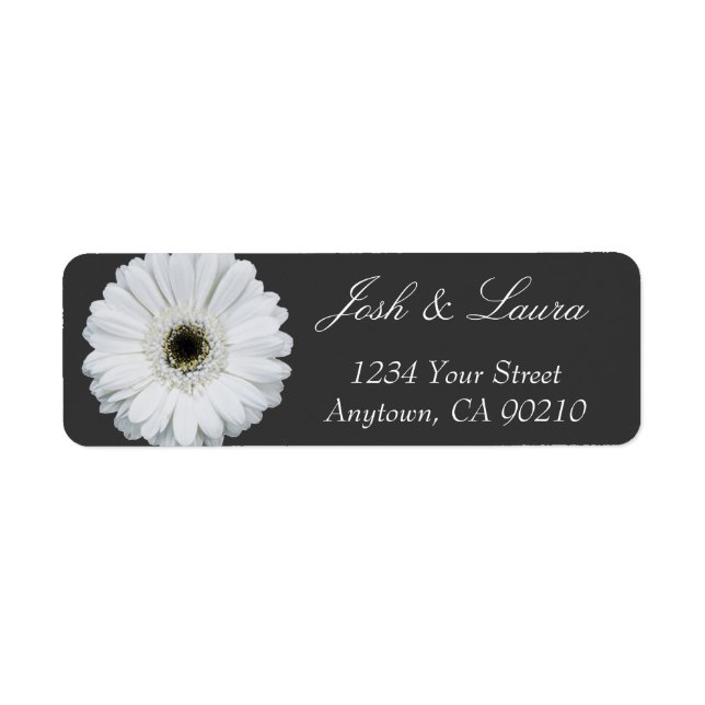 Black & White Gerbera Daisy Address Labels (Vorne)