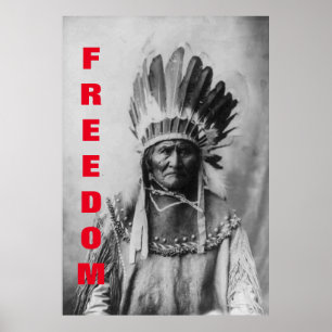 Black & White Geronimo Freedom Motivierend Poster