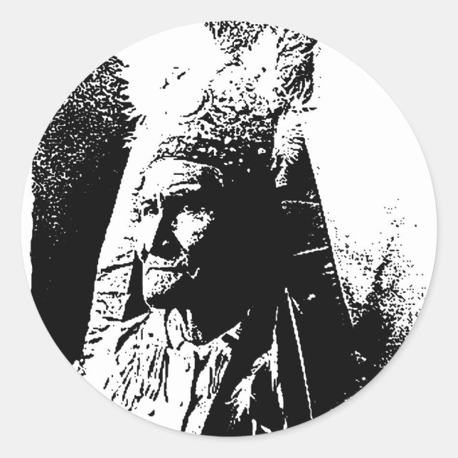 Black & White Geronimo Runder Aufkleber (Vorderseite)