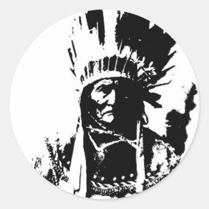 Black & White Geronimo Runder Aufkleber