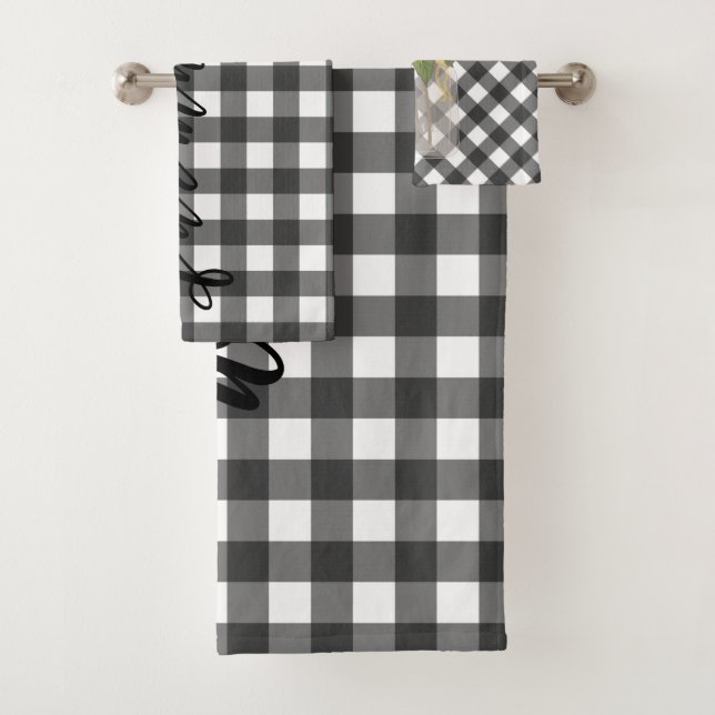 BLACK & WHITE GINGHAM BADHANDTUCH SET (Insitu)