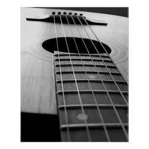 Black & White Gitarre Musikinstrument Art Foto Poster