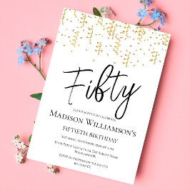 Black, White & Gold 50, 50. Geburtstagsparty Einladung