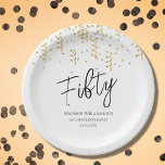 Black, White & Gold 50, 50. Geburtstagsparty Pappteller<br><div class="desc">Black & White 50 Minimal 50. Geburtstagsparty. Die passenden Bürobedarf- und Party-Artikel sind im Lager erhältlich. Sie suchen nach einer individuellen und einzigartigen Art, jemandes 50. Geburtstag zu feiern? Karo aus dieser anpassbaren Party Platte. Dieser hochwertige Teller besticht durch ein fröhliches und festliches Design, das sich perfekt für alle Meilensteine...</div>