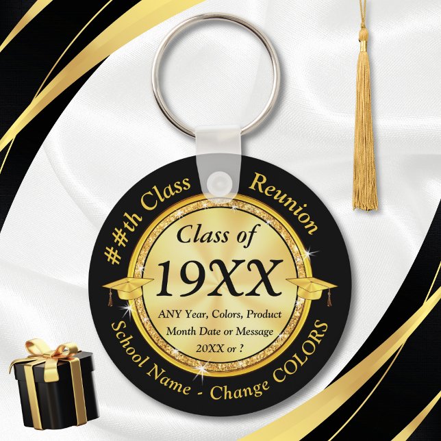 Black, White, Gold, Class Wiedersehen Souvenir Ide Schlüsselanhänger (Class Reunion Souvenir Ideas. Personalized Class Reunion Gifts. Class of 1975. 40 year class reunion)