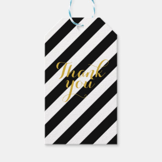 Black & White Gold Dank Geschenketiketten Geschenkanhänger