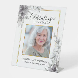 Black, White Gold Minimalist Funeral Sockelschild