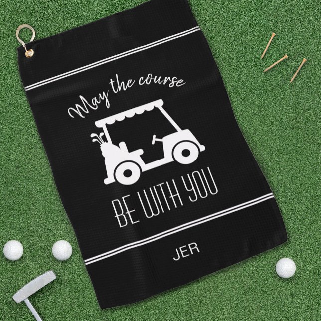 Black & White Golf Course Zitat Moderner Golfplatz Golfhandtuch (Von Creator hochgeladen)