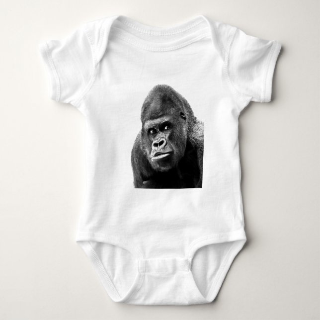 Black White Gorilla Baby Strampler (Vorderseite)