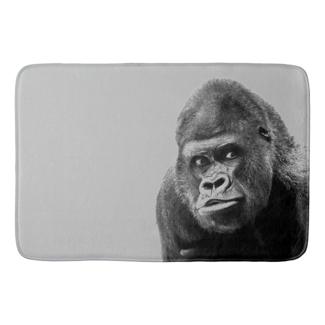 Black White Gorilla Badematte (Vorderseite)