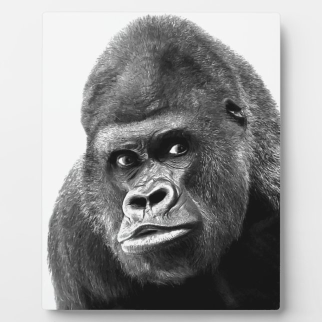 Black White Gorilla Fotoplatte (Vorderseite)