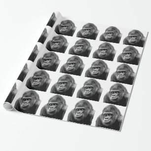 Black White Gorilla Geschenkpapier