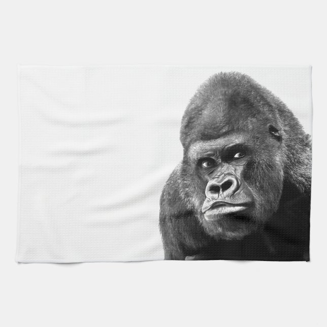 Black White Gorilla Geschirrtuch (Horizontal)