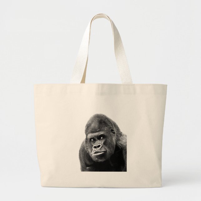 Black White Gorilla Jumbo Stoffbeutel (Vorne)