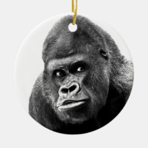 Black White Gorilla Keramik Ornament
