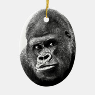 Black White Gorilla Keramik Ornament