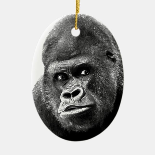Black White Gorilla Keramik Ornament (Vorne)