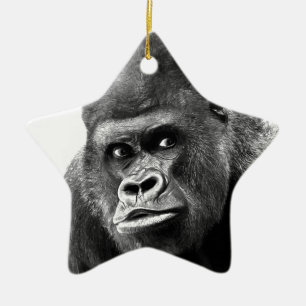 Black White Gorilla Keramik Ornament