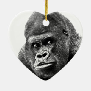 Black White Gorilla Keramikornament