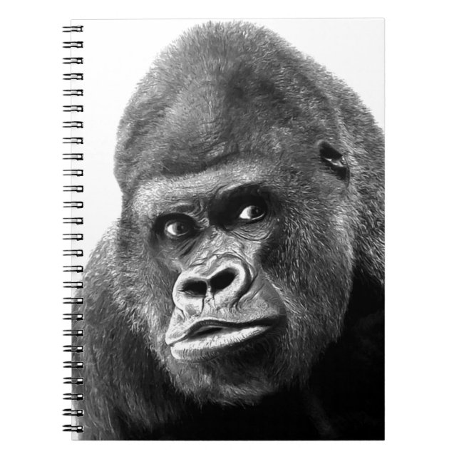 Black White Gorilla Notizblock (Vorderseite)