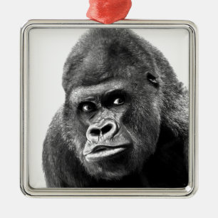 Black White Gorilla Ornament Aus Metall