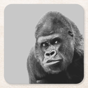 Black White Gorilla Rechteckiger Pappuntersetzer