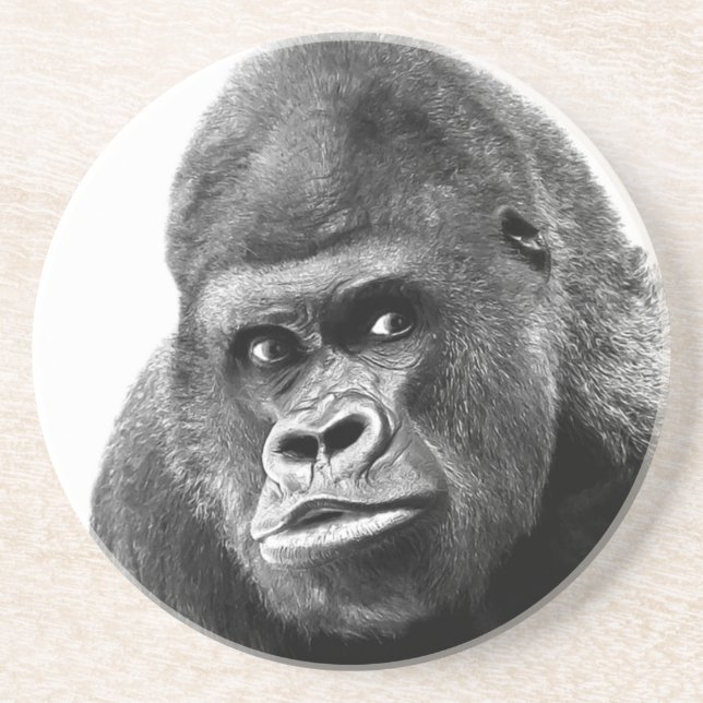 Black White Gorilla Untersetzer (Vorne)