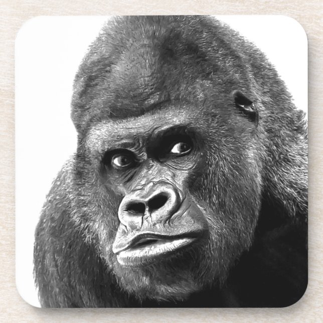 Black White Gorilla Untersetzer (Vorderseite)