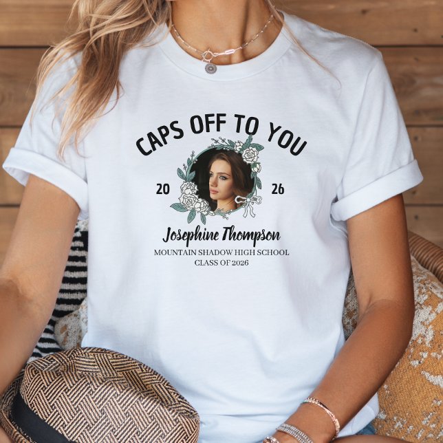 Black & White Graduation 2026 Floral Grad Photo Tri-Blend Shirt (Von Creator hochgeladen)