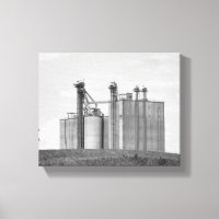 Black & White Grain Elevator auf einem Hügel 8x10