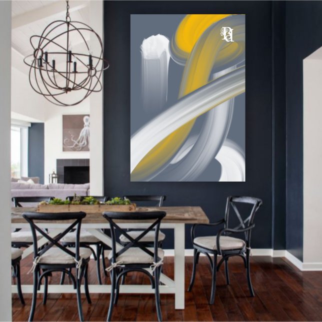 Black White Gray Gold Abstract  Leinwanddruck (Von Creator hochgeladen)