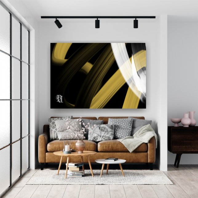 Black White Gray Gold Abstract  Leinwanddruck (Von Creator hochgeladen)