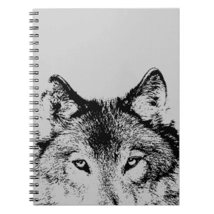 Black & White Gray Wolf Eyes Notebook Notizblock