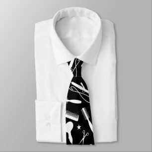 Black & White Hair Stylist Neck Tie Krawatte