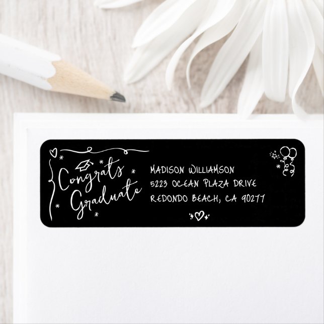 Black White Hand Drawn Doodle Graduation Address (Insitu)