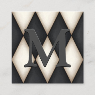 Black & White Harlequin Dramatic Custom Monogram Begleitkarte