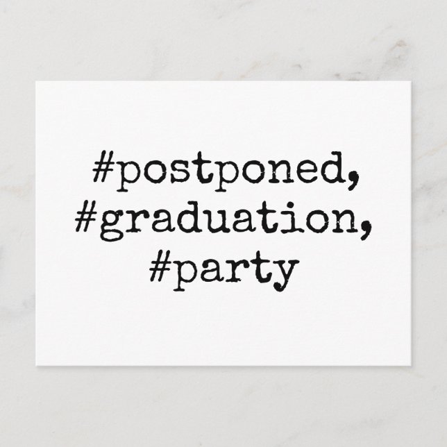 Black & White Hashtag Zurückgestellte Graduierungs Postkarte (Vorderseite)