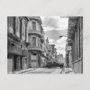 Black & White Havana Street Car Kuba Foto Postkarte