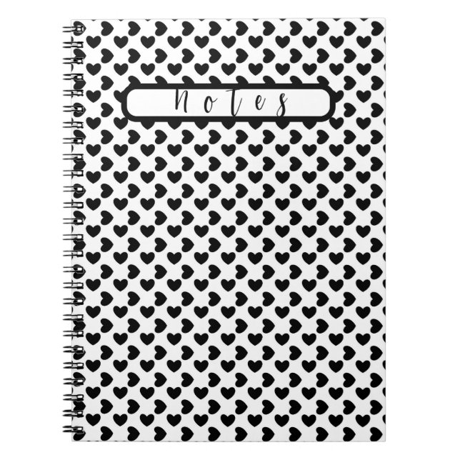 Black & white hearts notizblock (Vorderseite)