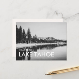 Black & White Hello aus Lake Tahoe Postcard Postkarte