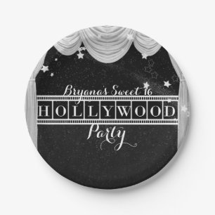 Black & White HOLLYWOOD Vorhänge Elegantes Party Pappteller
