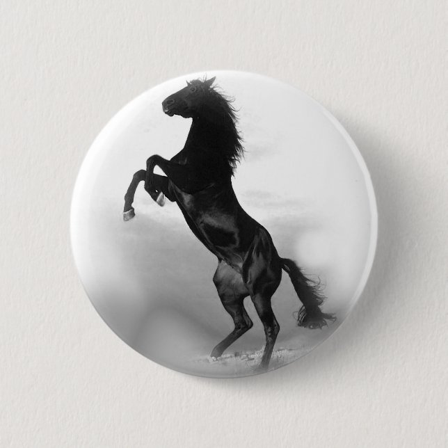 Black White Horse Button (Vorderseite)