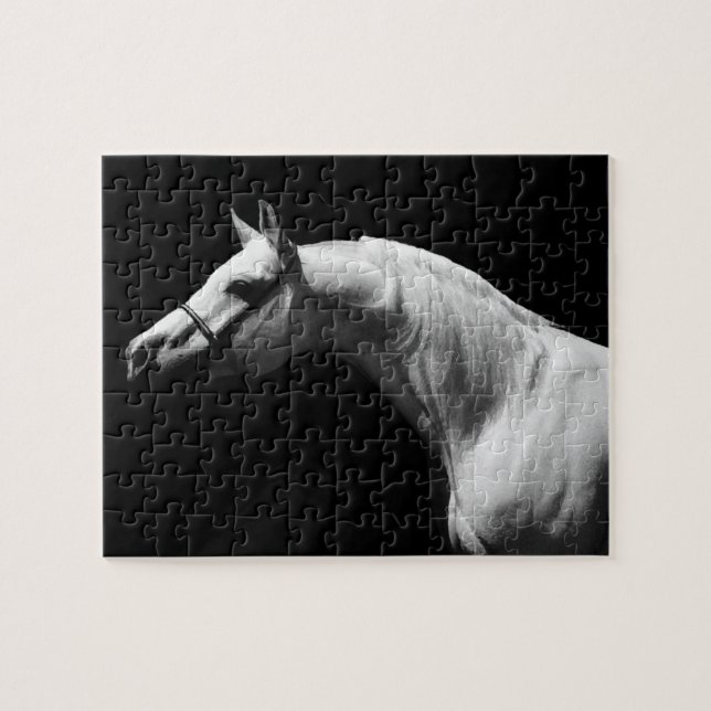 Black & White Horse - Creative Animal Art Puzzle (Horizontal)